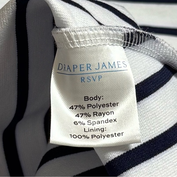 Draper James Navy Blue Chevron Stripe Midi Dress Coastal Yacht Club Adjustable M - Picture 9 of 12